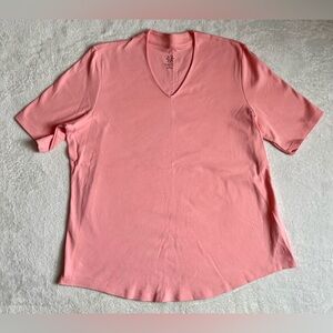 Isaac Mizrahi Live Essentials Size XL V-Neck Elbow Sleeve Tunic Top Pink